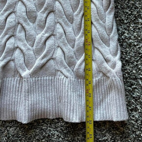 Cream/Baby Pink Small Cable Knit Sweater with Ribbed Neckline - Picture 6 of 6